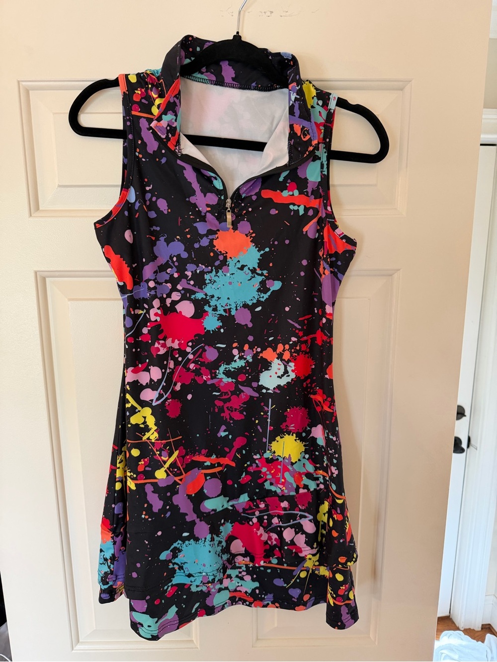 Amazon Black Sleeveless Paint-Splash Dress with Multicolor Accents